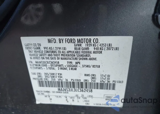 MAJ6S3JL3LC362458: 43502820