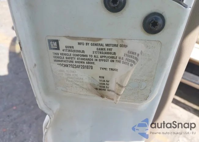 1GCHK23234F201870: 43503020