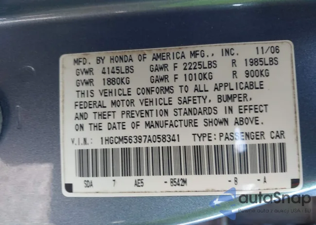 1HGCM56397A058341: 43503027