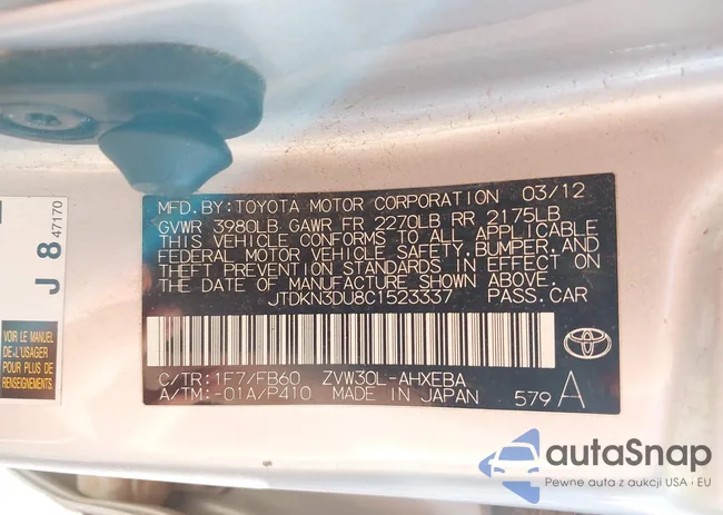 JTDKN3DU8C1523337: 43502068