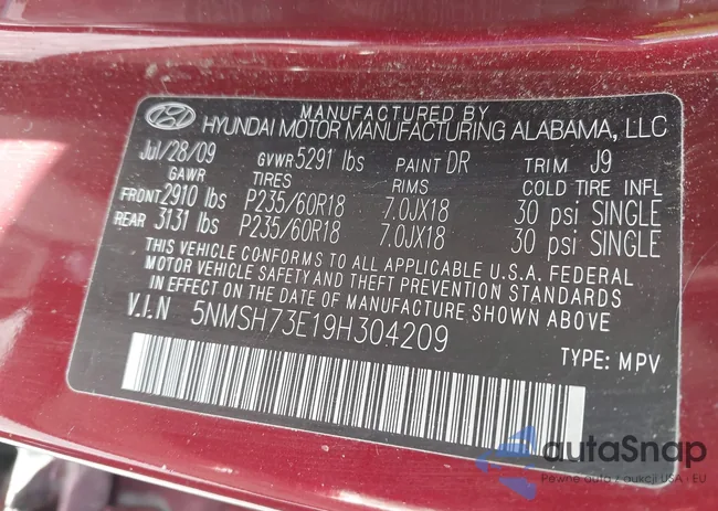 5NMSH73E19H304209: 43502139