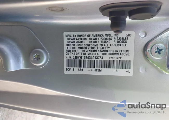 5J6YH17543L013754: 43502192