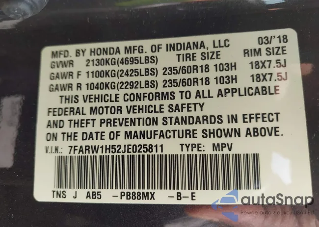 7FARW1H52JE025811: 43502255