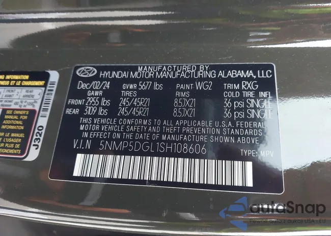 5NMP5DGL1SH108606: 43502323