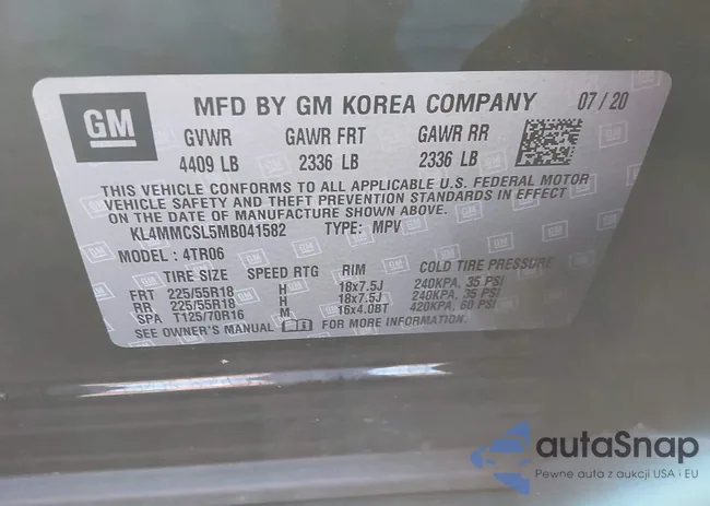 KL4MMCSL5MB041582: 43503443