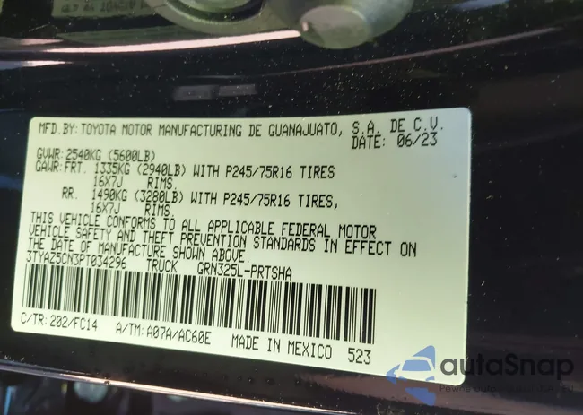 3TYAZ5CN3PT034296: 43503471