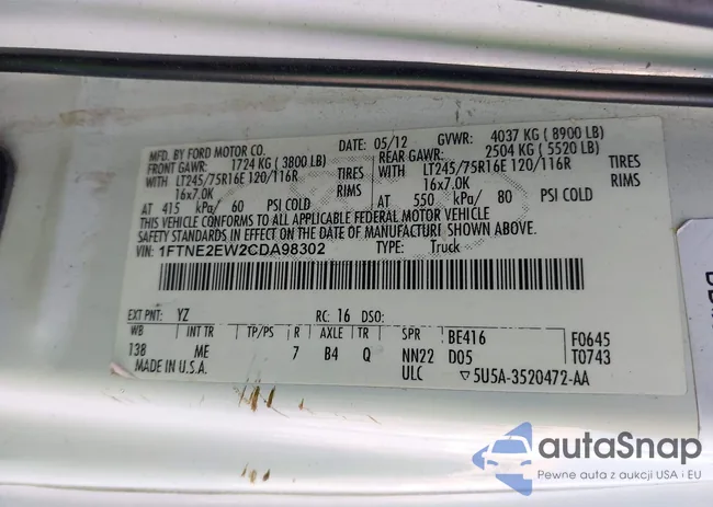 1FTNE2EW2CDA98302: 43503499