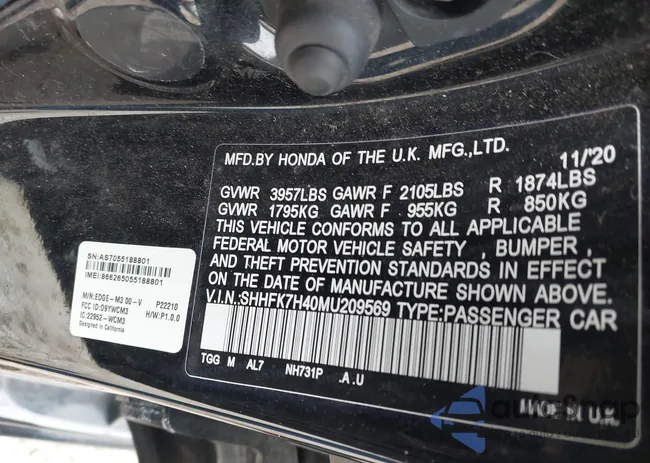 SHHFK7H40MU209569: 43503614