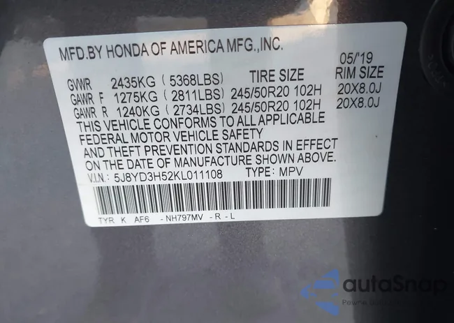 5J8YD3H52KL011108: 43503642