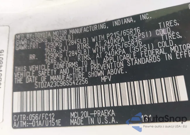 5TDZA23C96S542256: 43503661