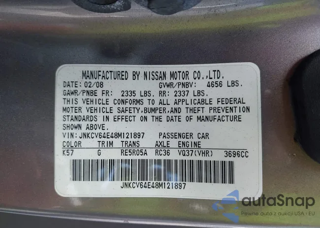 JNKCV64E48M121897: 43503725