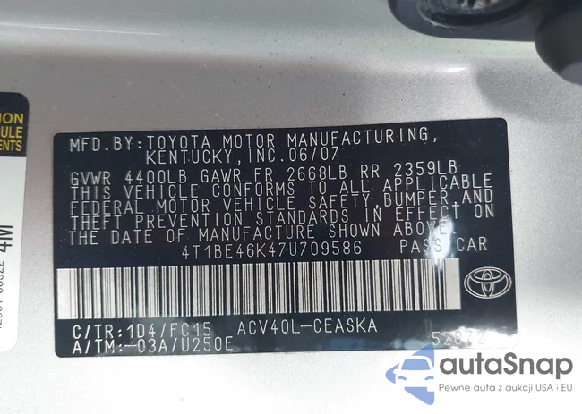 4T1BE46K47U709586: 43503743