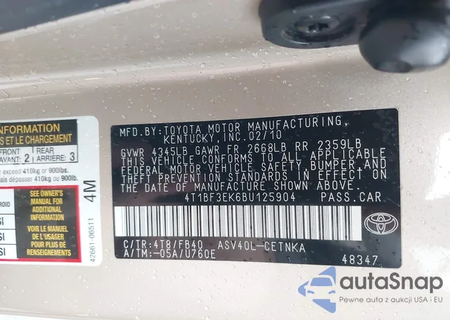 4T1BF3EK6BU125904: 43503912