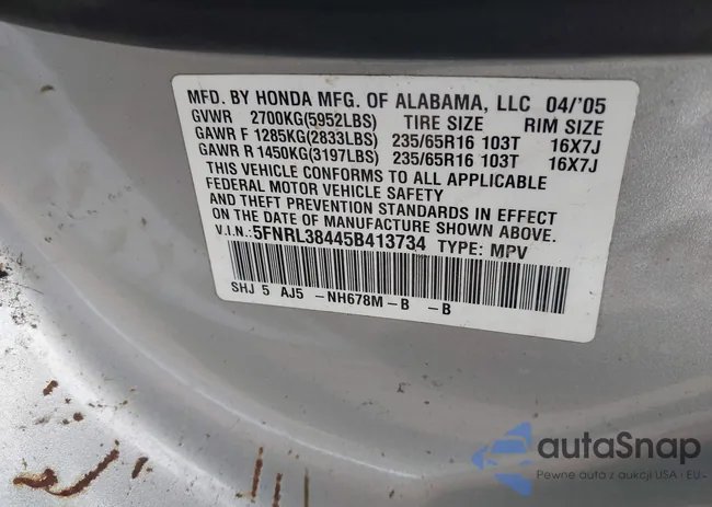 5FNRL38445B413734: 43503971