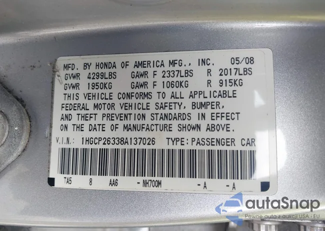 1HGCP26338A137026: 43504006