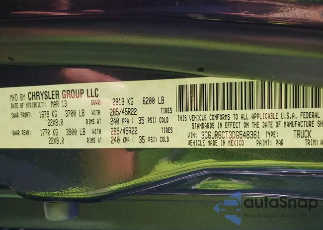 3C6JR6CT3DG548361: 43503139