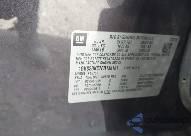 1GKS2BKC7FR138181: 43503219