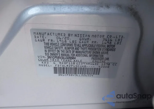 3N1CP5BV3LL526504: 43503228