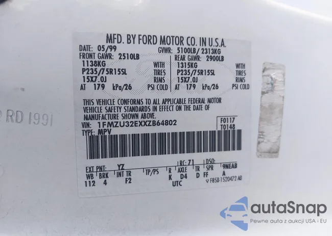 1FMZU32EXXZB64802: 43503435