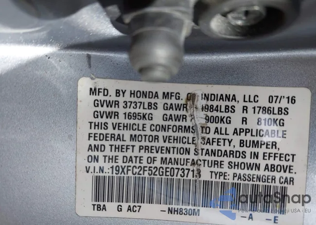 19XFC2F52GE073713: 43504477