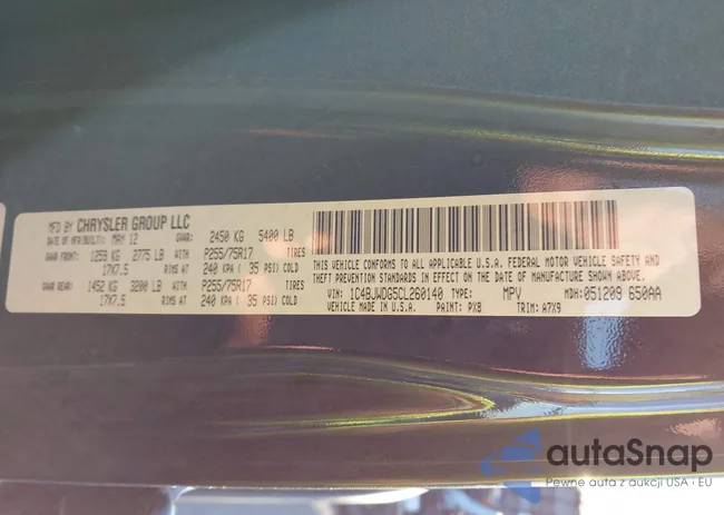 1C4BJWDG5CL260140: 43504581