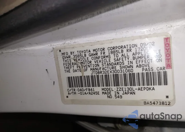 JTDBR32EX30031060: 43504608