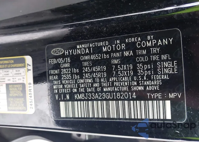 KM8J33A23GU182014: 43504677