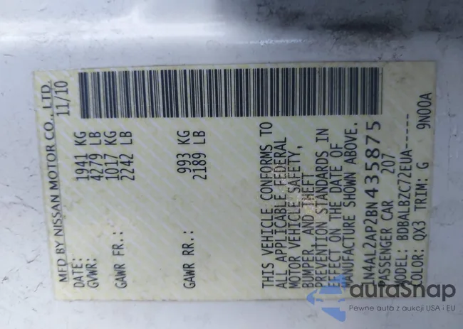 1N4AL2AP2BN435875: 43504692