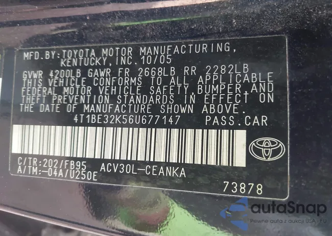 4T1BE32K56U677147: 43504716