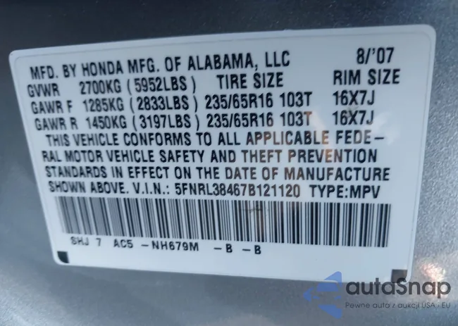 5FNRL38467B121120: 43504743