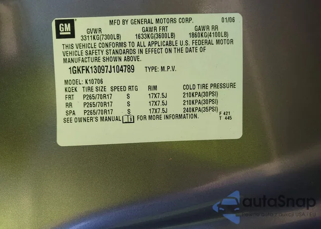 1GKFK13097J104789: 43504745