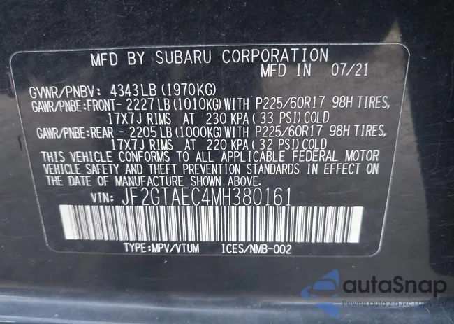 JF2GTAEC4MH380161: 43504909