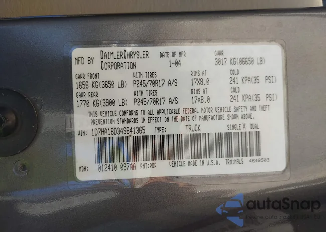 1D7HA18D34S641365: 43504971