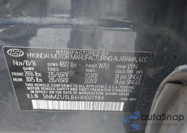 5NMZU3LB6HH027984: 43505016