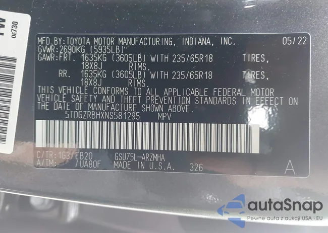 5TDGZRBHXNS581295: 43505019