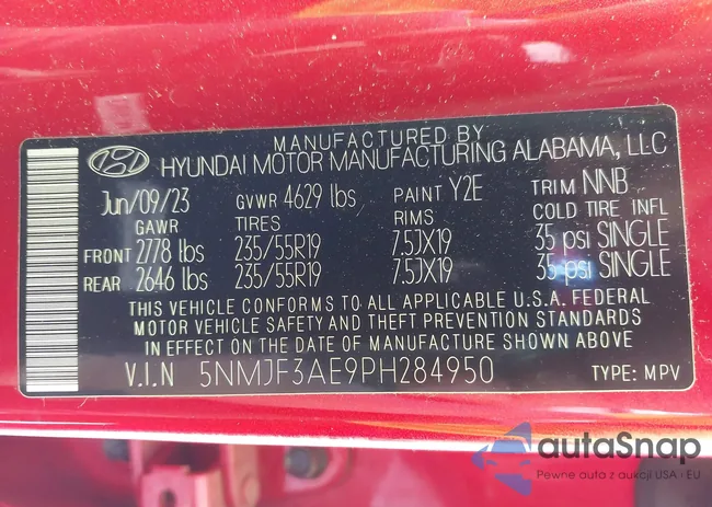 5NMJF3AE9PH284950: 43505025