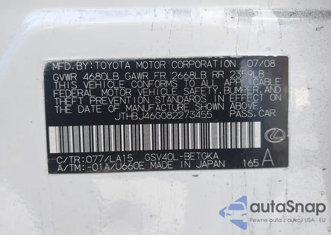 JTHBJ46G082273455: 43504142