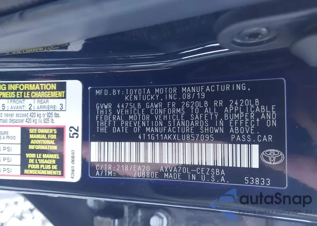 4T1G11AKXLU857095: 43504179