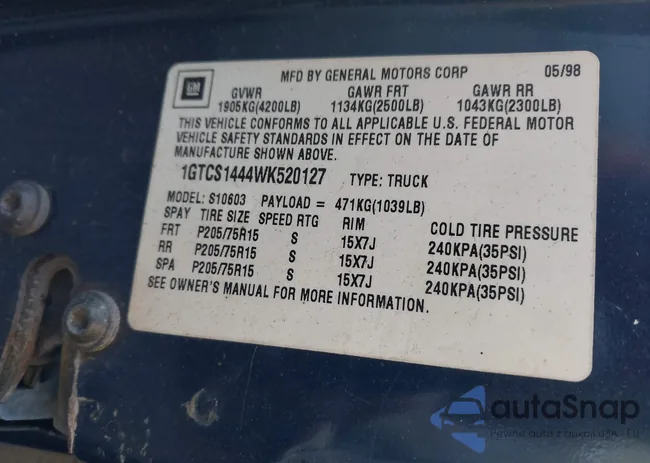 1GTCS1444WK520127: 43504192