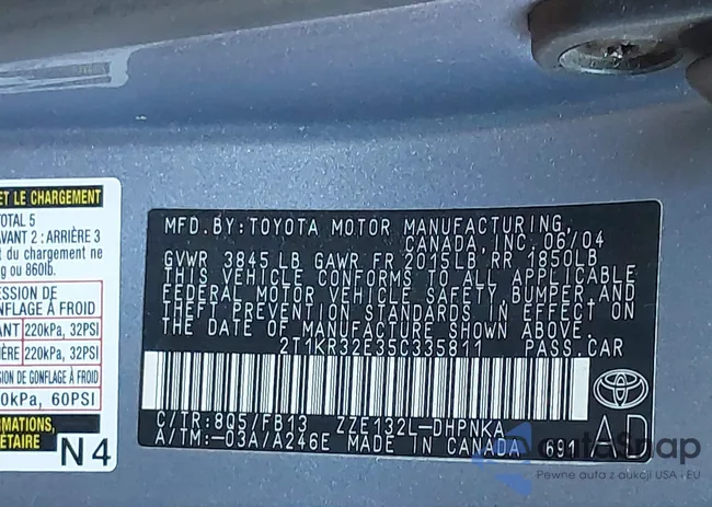 2T1KR32E35C335811: 43504321