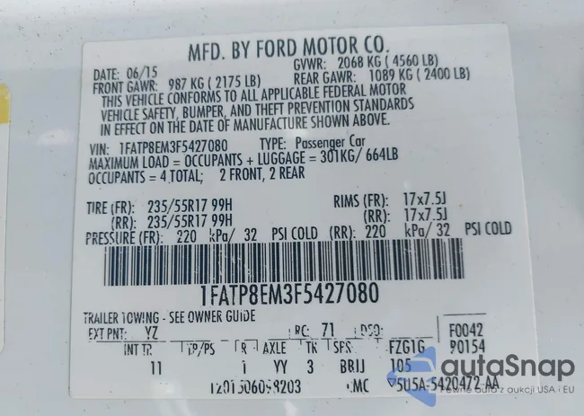 1FATP8EM3F5427080: 42507748