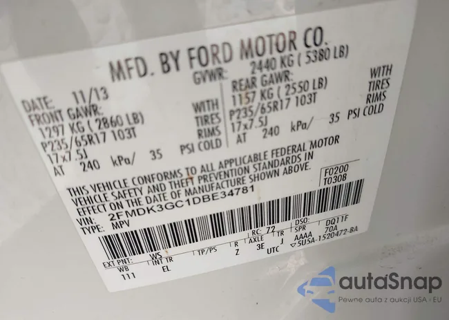 2FMDK3GC1DBE34781: 42507807