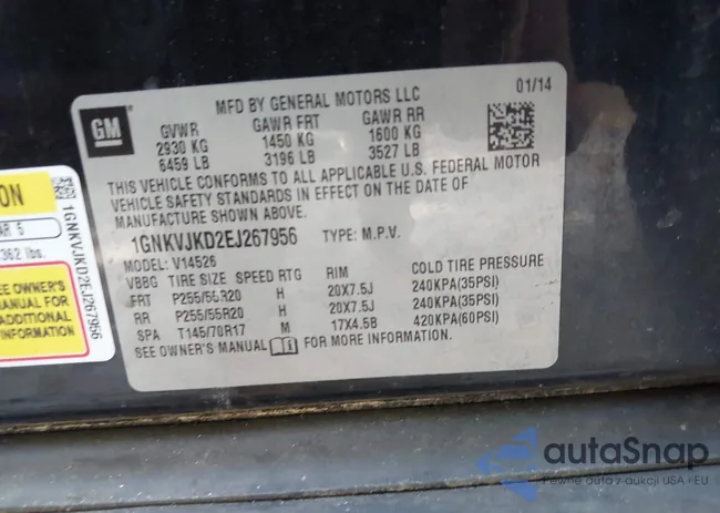 1GNKVJKD2EJ267956: 42507822