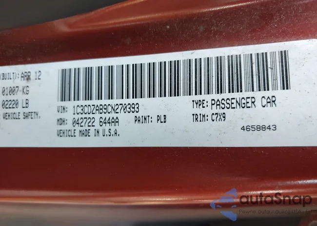 1C3CDZAB9CN270393: 42507823