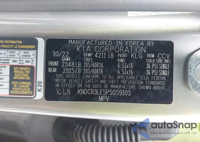 KNDCR3LE5P5059103: 42507953