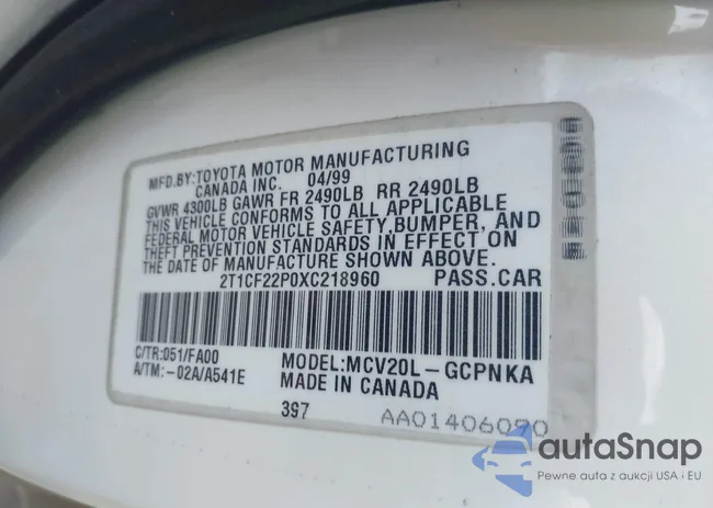 2T1CF22P0XC218960: 42507982