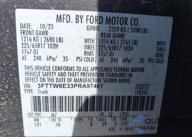 3FTTW8E33PRA97461: 42507983