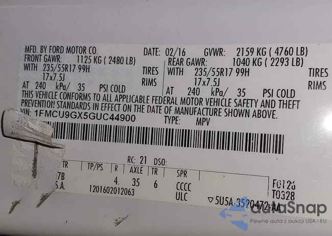 1FMCU9GX5GUC44900: 42508028