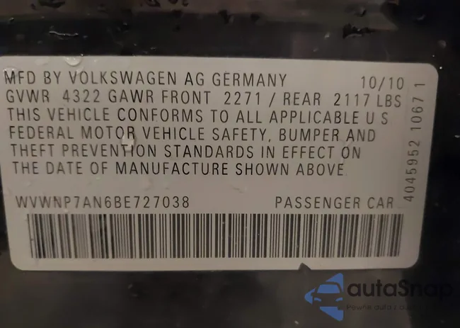 WVWNP7AN6BE727038: 42508049