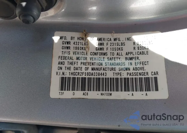 1HGCR2F59DA038443: 42508212